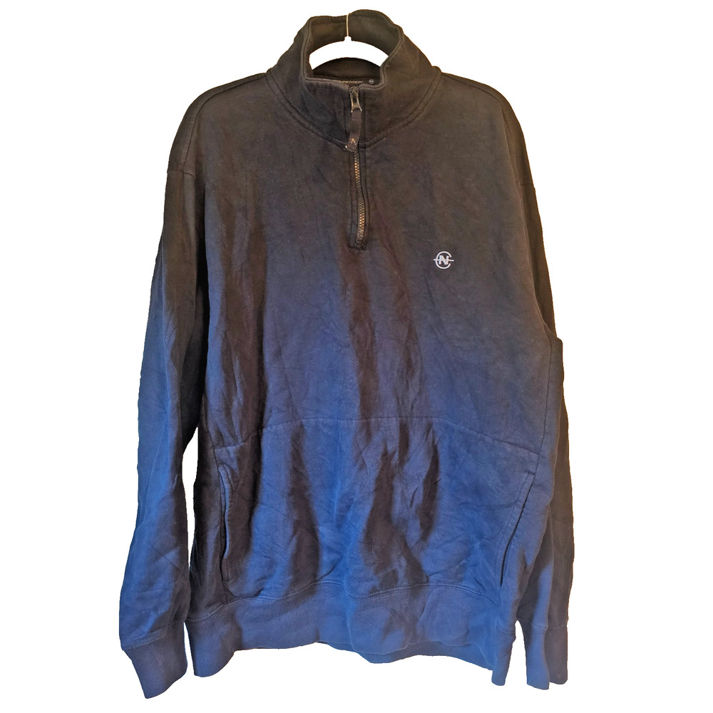 Vintage Nautica Competition Quarter Zip Sweatshirt Navy Blue Logo Y2K Men’s XL